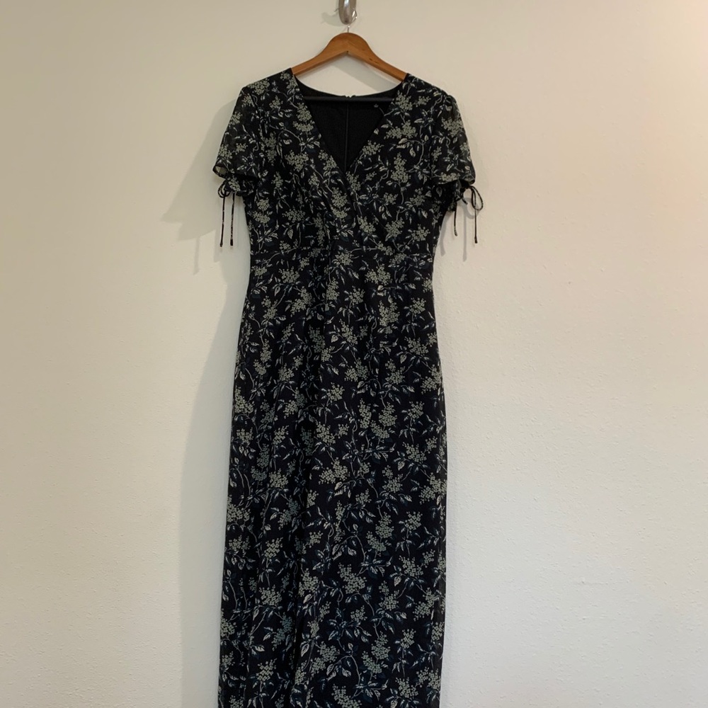 Madewell black floral wrap dress